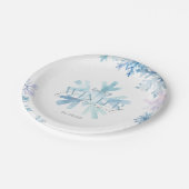 Blue Winter Wonderland Snowflake First Birthday  Papieren Bordje (Gekanteld)