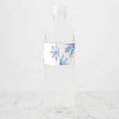 Blue Winter Wonderland Snowflake First Birthday Waterfles Etiket (Achterkant)