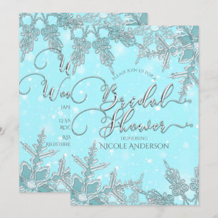 Blue Winter Wonderland Snowflakes Vrijgezellenfees Kaart