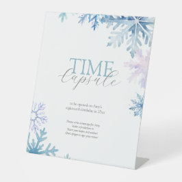 Blue Winter Wonderland Time Capsule Sign Reclamebord Met Voetstuk