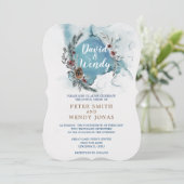 Blue Winter Wonderland Wedding Invitations (Debout devant)