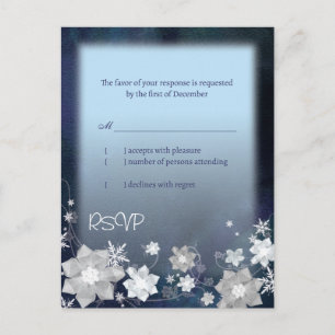 Blue Winter Wonderland Wedding RSVP Uitnodiging Briefkaart