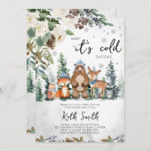 Blue Winter Woodland Baby shower Kaart (Voorkant / Achterkant)