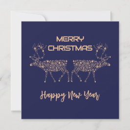 Blue wish card Merry Christmas new year reindeer Feestdagenkaart