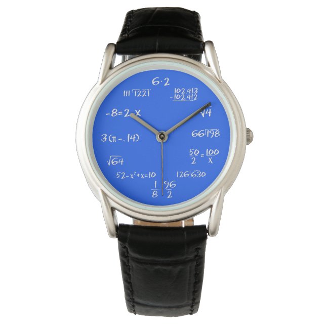 Blue Wiskunde Equations Aangepast horloge (Voorkant)