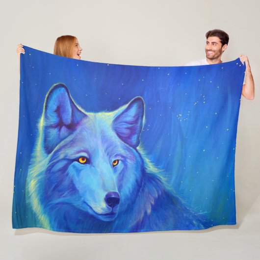 Blue Wolf Fleece Blankets | Unieke cadeautjes Deken (In situ)