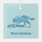 Blue Wolf Glass Ornament (Voorkant)
