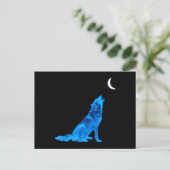 Blue Wolf Howling bij Moon Briefkaart (Staand voorkant)
