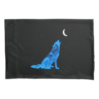 Blue Wolf Howling bij Moon Kussensloop
