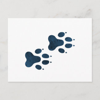 Blue Wolf Pawprints Briefkaart