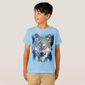 Blue Wolf T-Shirt | Colorful Wolf Drawing (Voorkant volledig)