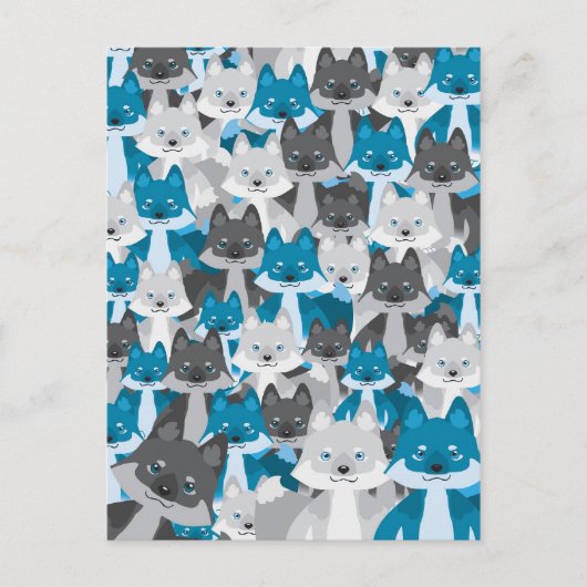 Blue Wolfie Briefkaart (Voorkant)