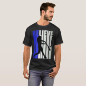 Blue Womens Believe Baseball Inspirational Softbal T-shirt (Voorkant volledig)