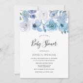 Blue Wonderland Gris Baby shower Invitation (Devant)