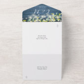 Blue Wood Foliage String Lights Mason Jars Wedding All In One Uitnodiging (Buitenkant)