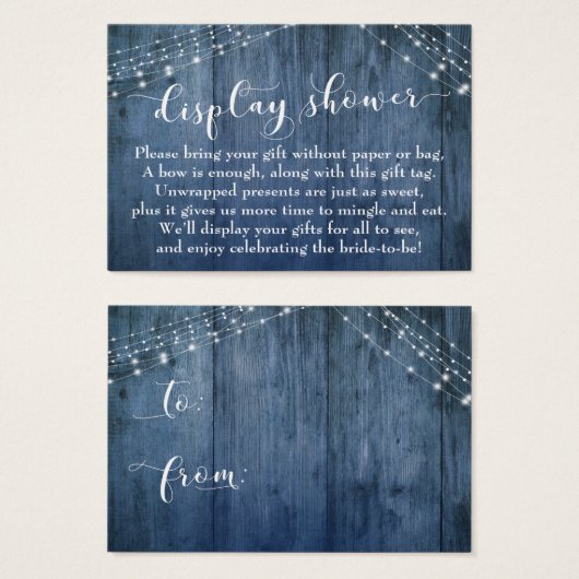 Blue Wood & Lights No Wrap Fête des mariées Card (Devant & derrière)