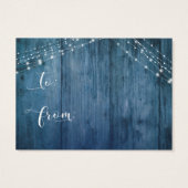 Blue Wood & Lights No Wrap Fête des mariées Card (Dos)