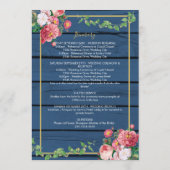 Blue Wood Rozen Gold Wedding Itinerary Programma (Achterkant)