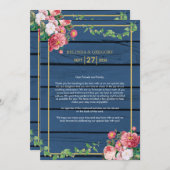 Blue Wood Rozen Gold Wedding Itinerary Programma (Voorkant / Achterkant)
