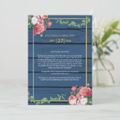 Blue Wood Rozen Gold Wedding Itinerary Programma (Staand voorkant)