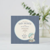 Blue Woodland Boy Baby shower Invitation (Staand voorkant)