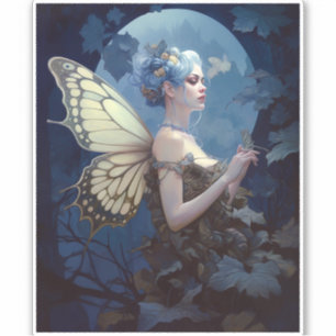 Blue Woodland Fairy Fantasy Art Sticker