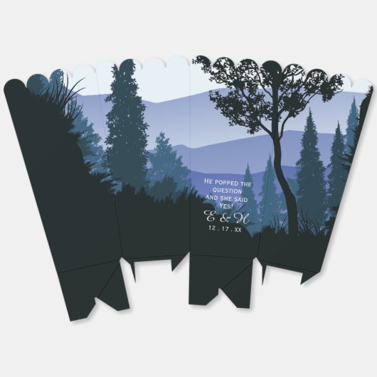 Blue Woodland Forest, rustieke bruiloft Bedankdoosjes (Ongevouwen)