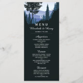 Blue Woodland Forest, rustieke bruiloft Menu (Voorkant)