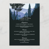 Blue Woodland Forest, rustieke bruiloft Menu (Voorkant)