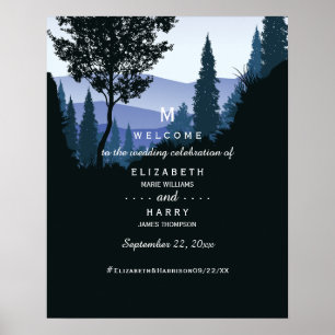 Blue Woodland Forest, rustieke bruiloft Welkom Poster