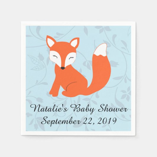 Blue Woodland Fox Baby shower Servetten (Voorkant)