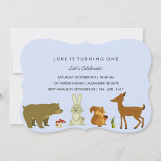 Blue Woodland Friends Invitation d'anniversaire