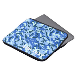 Blue Woodland militaire camouflage Laptop Sleeve