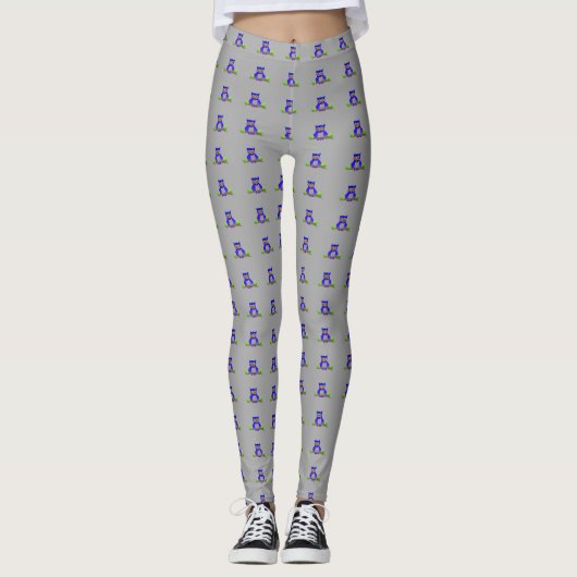 Blue Woodland Owl Leggings (Voorkant)