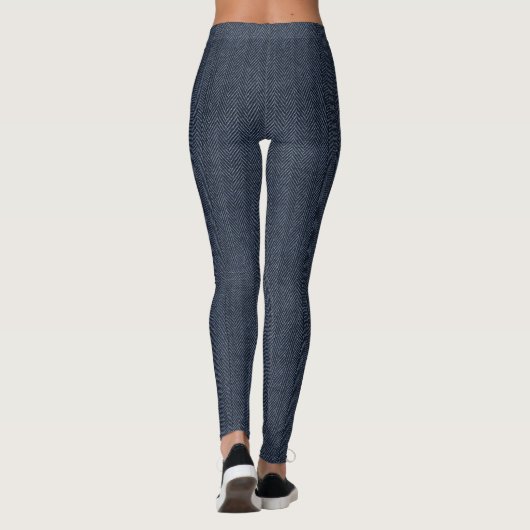 Blue Wool-look Herringbone Pattern Leggings (Achterkant)