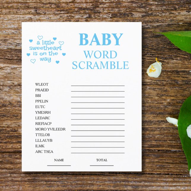 Blue Word Scramble Baby shower spel (Creator heeft geüpload)