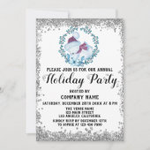 Blue Wreate kerstcompany Holiday Party Silver Kaart (Voorkant)