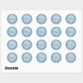 Blue Wreated Bedankt Classic Round Sticker (Vel)
