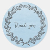 Blue Wreated Bedankt Classic Round Sticker (Voorkant)