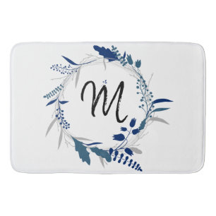 Blue Wreater Monogram Bath Mat