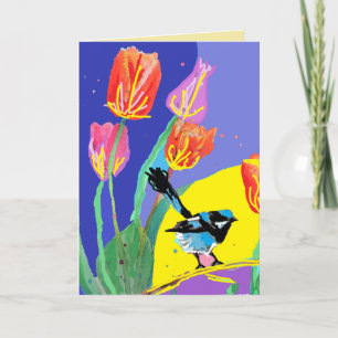Blue Wren Australian wrens Birds Birthday Card Kaart