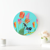 Blue Wren Blue Birds Peint Art Wall Horloge (Maison)