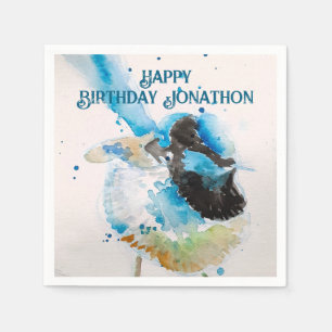 Blue Wren Waterverf Happy Birthday Wrens Aqua Servet