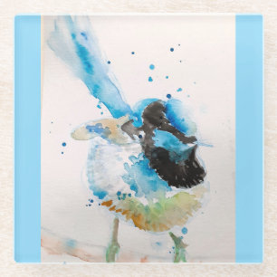 Blue Wren Wrens Aquarel Baby Blauw Australisch Glazen Onderzetter