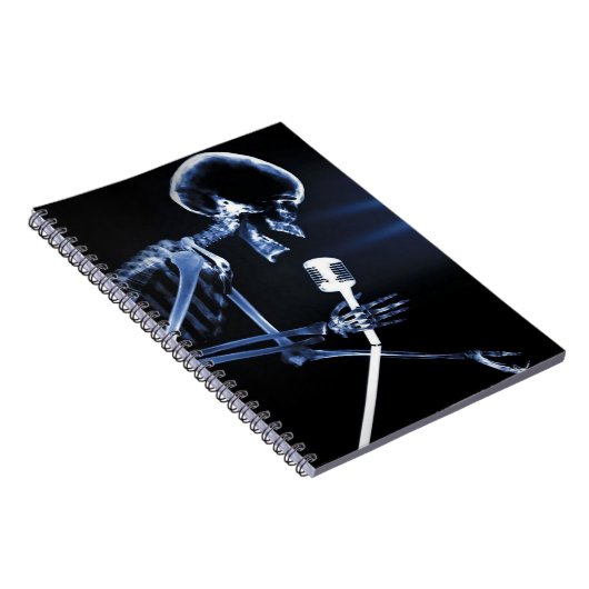Blue X-Ray Vision Skeleton zingt op Mic Notitieboek (Rechterzijde)