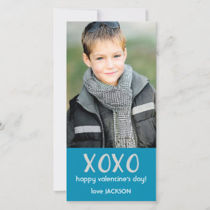 Blue XOXO Valentijn Photo Card Feestdagenkaart
