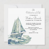 Blue Yacht Celebration of Life Kaart (Voorkant)