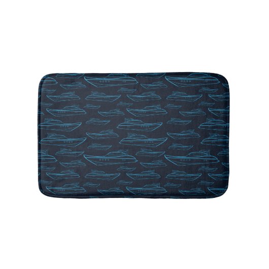 Blue Yacht Pattern Badmat (Voorkant)