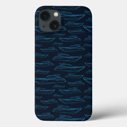 Blue Yacht Pattern Case-Mate iPhone Case (Achterkant)