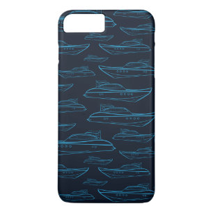 Blue Yacht Pattern iPhone 8 Plus / 7 Plus Hoesje